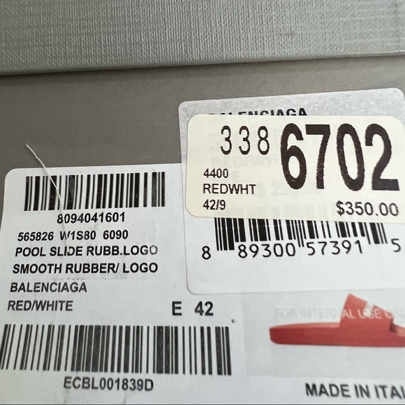 New Men’s “Balenciaga” Red Pool Slides - Picture 6 of 6